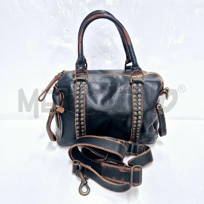 BORSA DONNA BAULETTO CAMPOMAGGI NERA SFUMATA MARRONE CON BORCHIE | Mercatino dell'Usato Cervia 2
