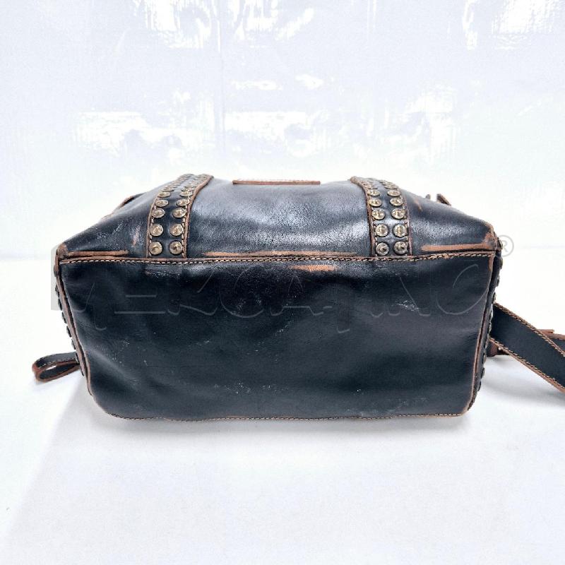 BORSA DONNA BAULETTO CAMPOMAGGI NERA SFUMATA MARRONE CON BORCHIE | Mercatino dell'Usato Cervia 4