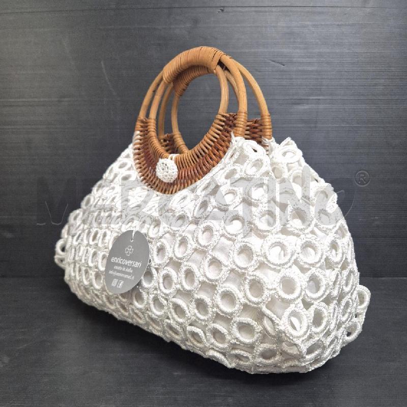 BORSA DONNA BIANCA CERCHI+ MANICO LEGNO VERSARI | Mercatino dell'Usato Cervia 3