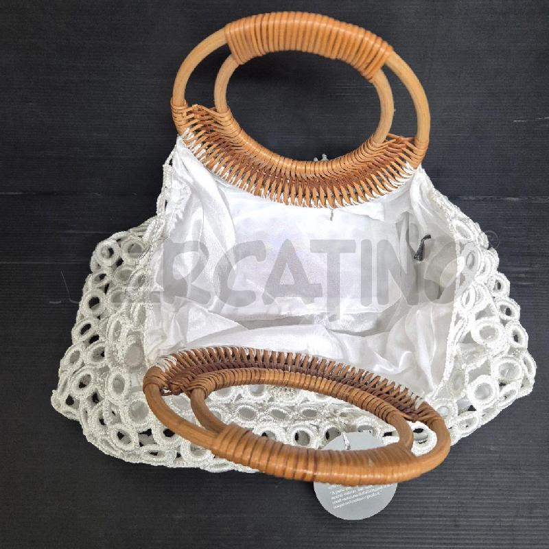 BORSA DONNA BIANCA CERCHI+ MANICO LEGNO VERSARI | Mercatino dell'Usato Cervia 5