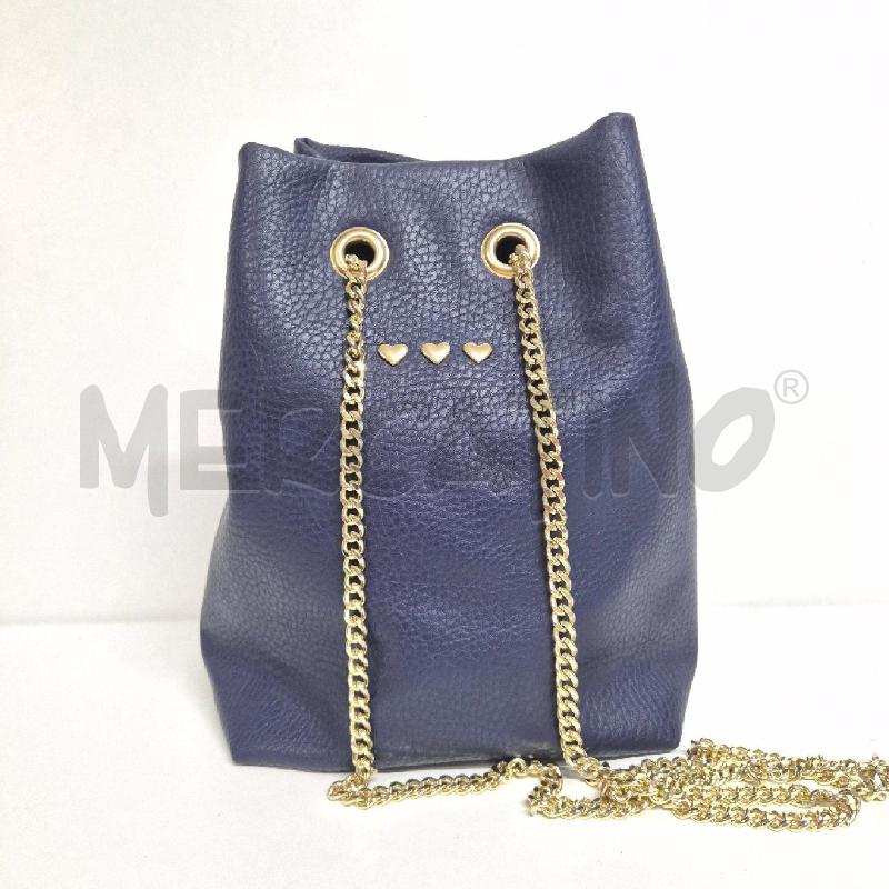 BORSA DONNA BLU SECCHIELLO NANNINI PELLE MARTELLATA | Mercatino dell'Usato Cervia 1
