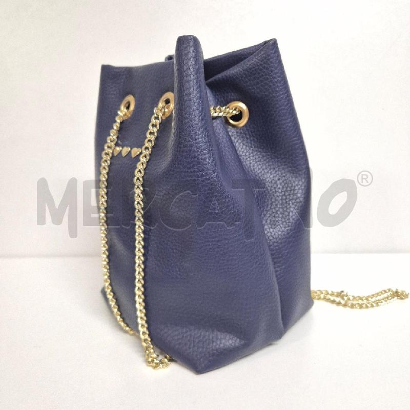 BORSA DONNA BLU SECCHIELLO NANNINI PELLE MARTELLATA | Mercatino dell'Usato Cervia 3