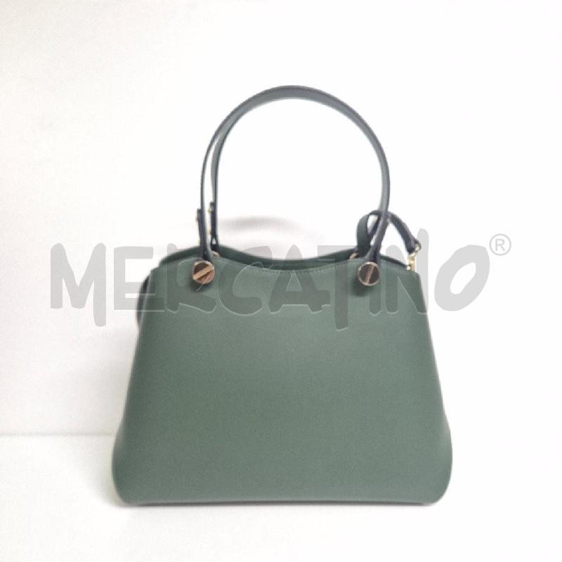 BORSA DONNA GENUINE LEATHER VERDE BORCHIE DORATE | Mercatino dell'Usato Cervia 1