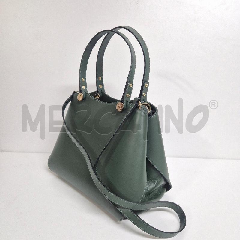 BORSA DONNA GENUINE LEATHER VERDE BORCHIE DORATE | Mercatino dell'Usato Cervia 3