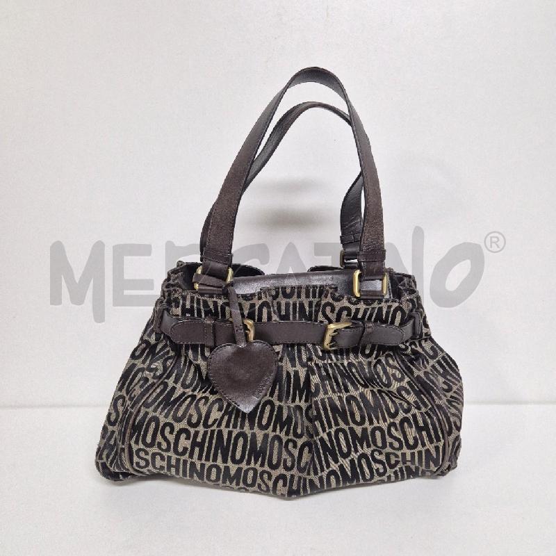 BORSA DONNA MOSCHINO LOGATA CANVAS E PELLE TESTA DI MORO | Mercatino dell'Usato Cervia 1