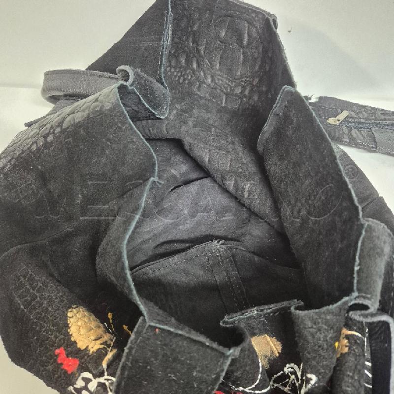 BORSA DONNA PELLE NERA CON DECORI DIPINTI | Mercatino dell'Usato Cervia 5