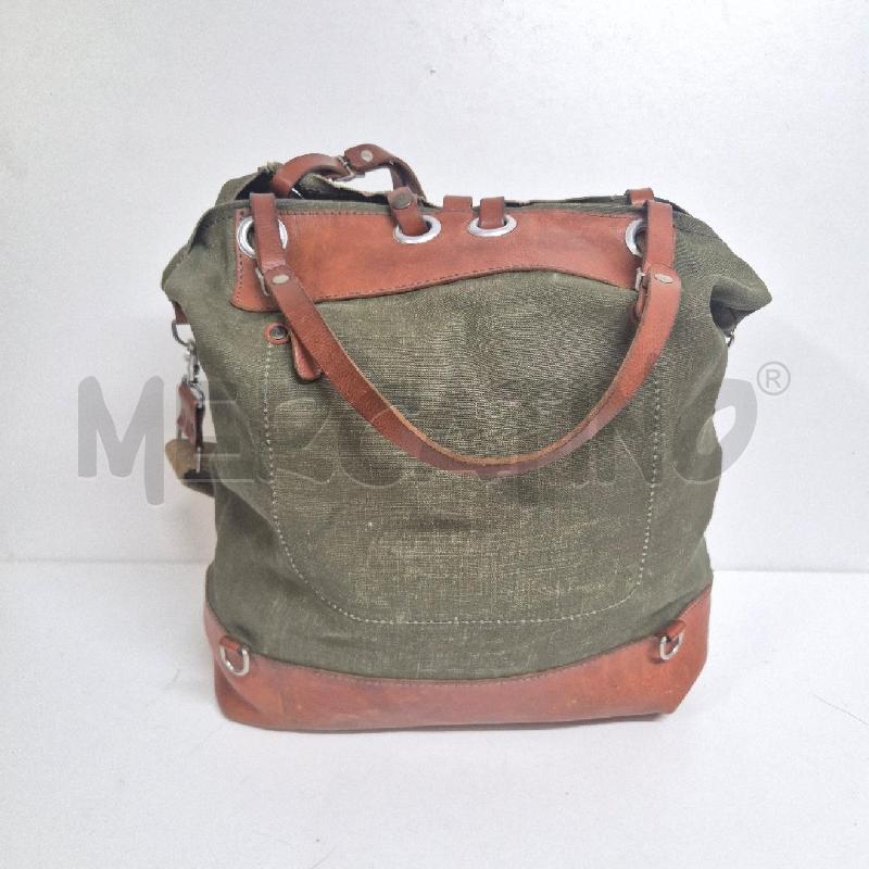 BORSA DONNA PROFETTO PELLE E STOFFA MILITARE | Mercatino dell'Usato Cervia 2