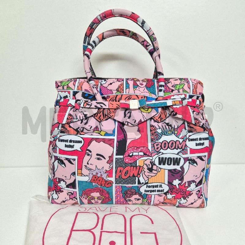 BORSA DONNA SAVE MY BAG ROSA CON FUMETTI | Mercatino dell'Usato Cervia 1