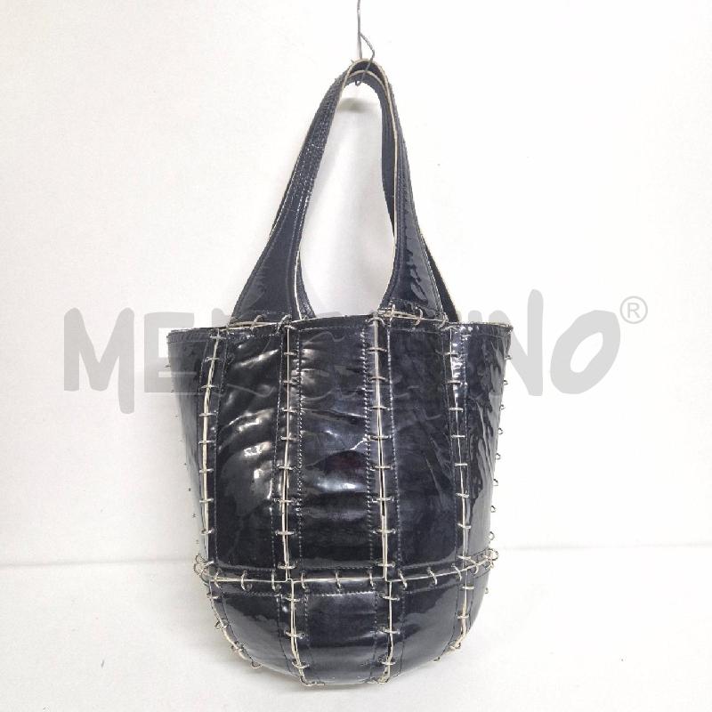 BORSA DONNA SECCHIELLO NERO VERNICE CON ANELLI | Mercatino dell'Usato Cervia 1