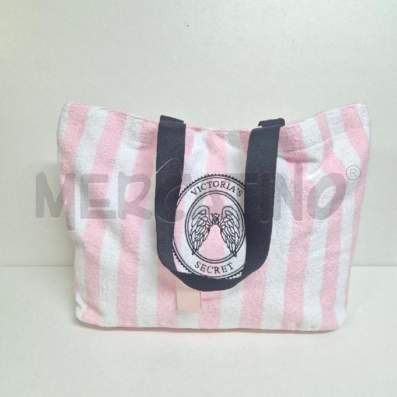 BORSA DONNA SPUGNA VICTORIA'S SECRET BIANCA ROSA RIGHE | Mercatino dell'Usato Cervia 1