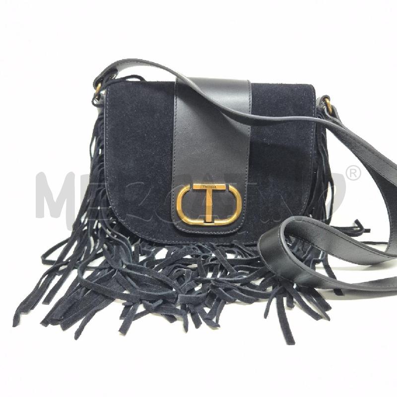 BORSA DONNA TWIN SET NERA FRANGE SCAMOSCIATA  | Mercatino dell'Usato Cervia 1