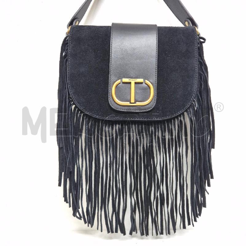 BORSA DONNA TWIN SET NERA FRANGE SCAMOSCIATA  | Mercatino dell'Usato Cervia 2