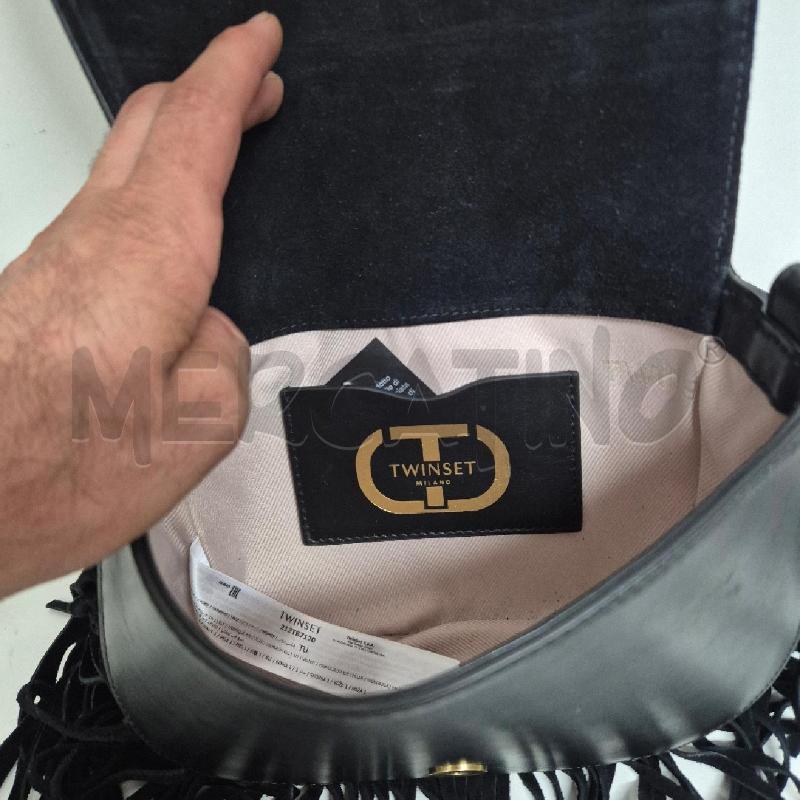 BORSA DONNA TWIN SET NERA FRANGE SCAMOSCIATA  | Mercatino dell'Usato Cervia 5