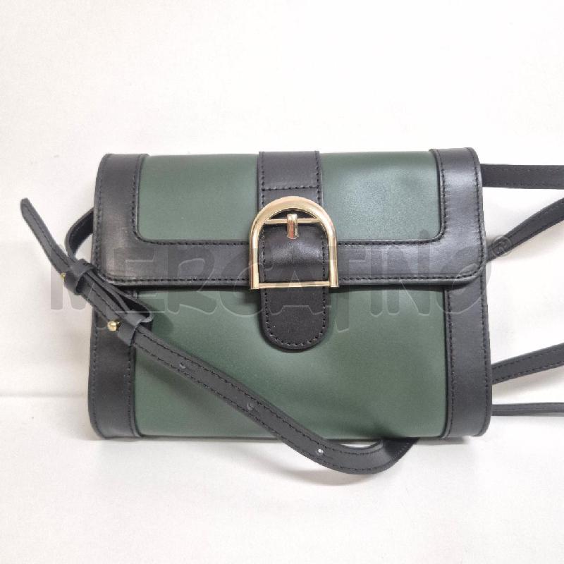 BORSA DONNA VERDE NERA PELLE | Mercatino dell'Usato Cervia 1