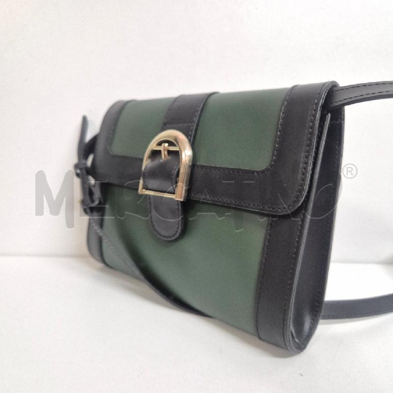BORSA DONNA VERDE NERA PELLE | Mercatino dell'Usato Cervia 3