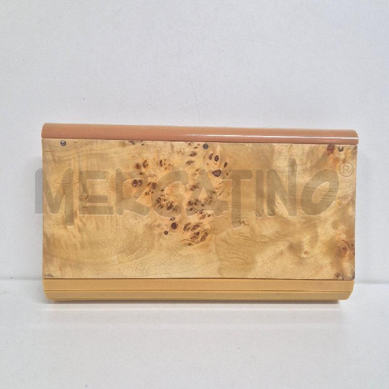 BORSA POCHETTE DONNA RIGIDA BACHELITE/SIMIL LEGNO ANNI 70 | Mercatino dell'Usato Cervia 2