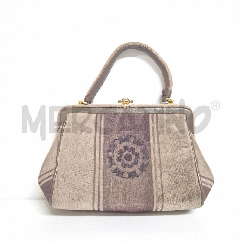 BORSETTA DONNA VINTAGE BEIGE MARRONE VELLUTO | Mercatino dell'Usato Cervia 1