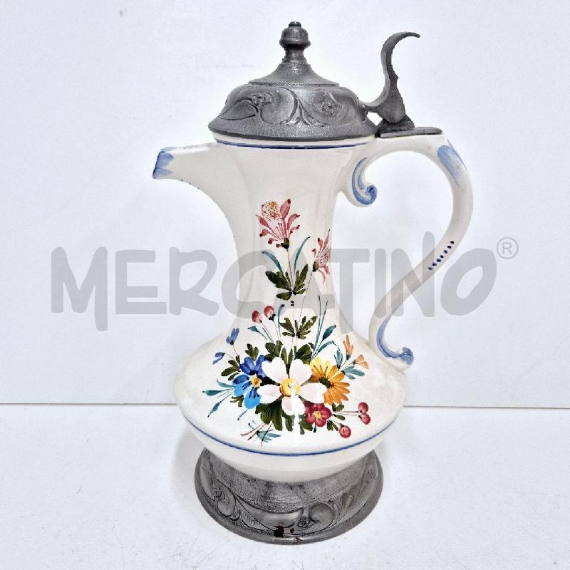 CAFFETTIERA CERAMICA BIANCA TAPPO METALLO | Mercatino dell'Usato Cervia 1