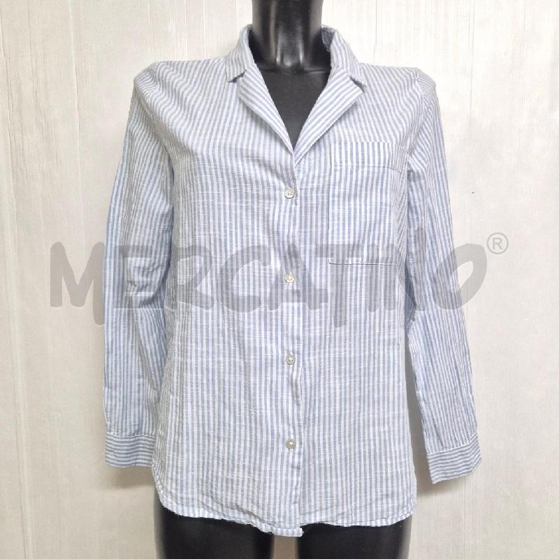 CAMICIA DONNA ICHI GESSATA BIANCA AZZURRA | Mercatino dell'Usato Cervia 1
