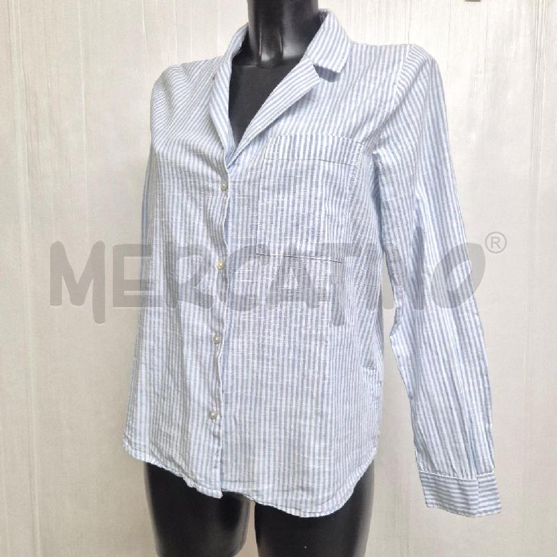 CAMICIA DONNA ICHI GESSATA BIANCA AZZURRA | Mercatino dell'Usato Cervia 3