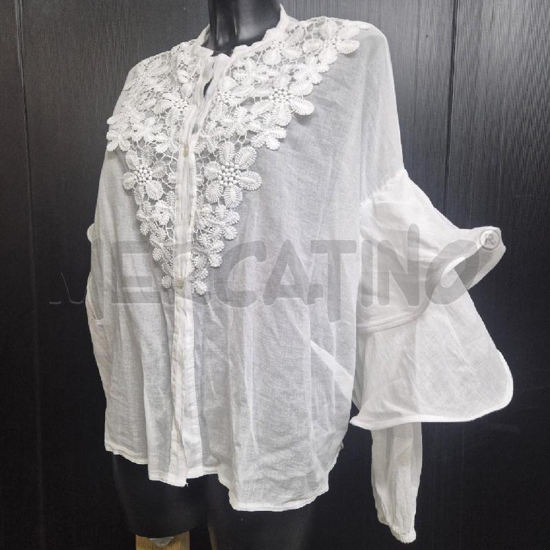 CAMICIA DONNA MOTEL BIANCA FIORI PIZZO | Mercatino dell'Usato Cervia 3