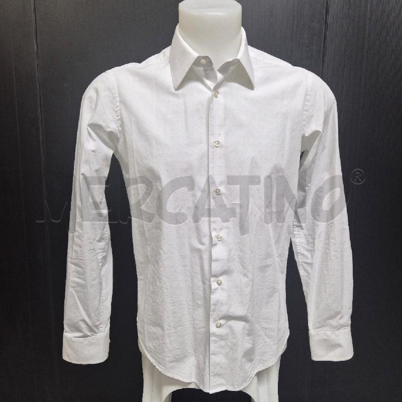 CAMICIA UOMO BOTTEGA DEL SARTO BIANCO POIS AZZURR8I | Mercatino dell'Usato Cervia 1