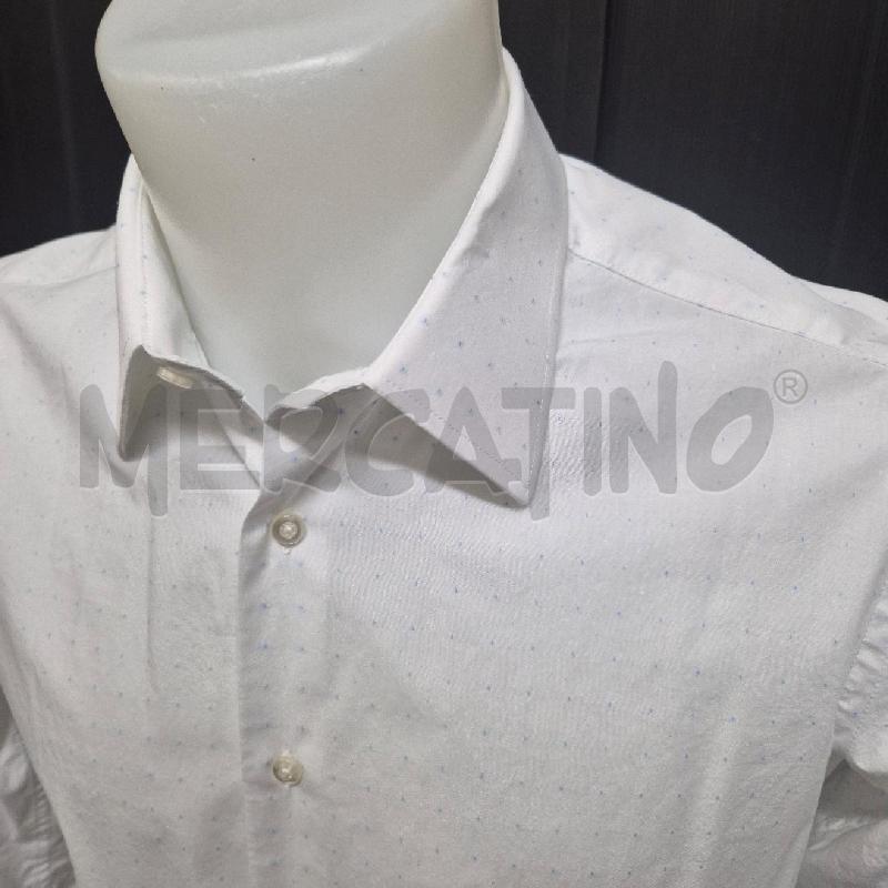 CAMICIA UOMO BOTTEGA DEL SARTO BIANCO POIS AZZURR8I | Mercatino dell'Usato Cervia 2