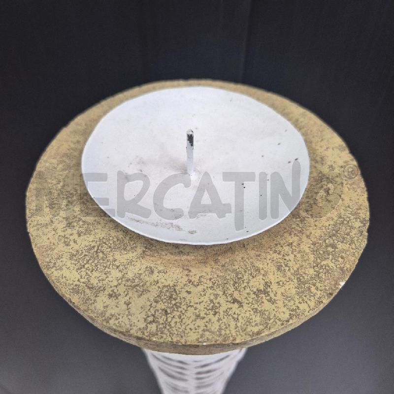 CANDELABRO BIANCO GRANDE RATAN   | Mercatino dell'Usato Cervia 5