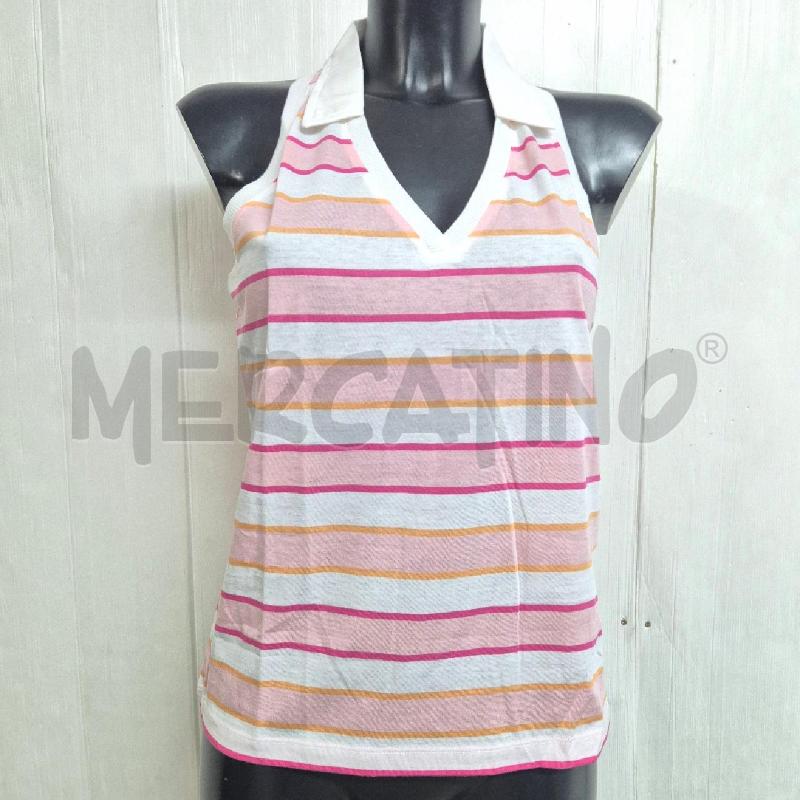 CANOTTA DONNA HERITAGE RIGHE BIANCHE ROSA FUCSIA | Mercatino dell'Usato Cervia 1