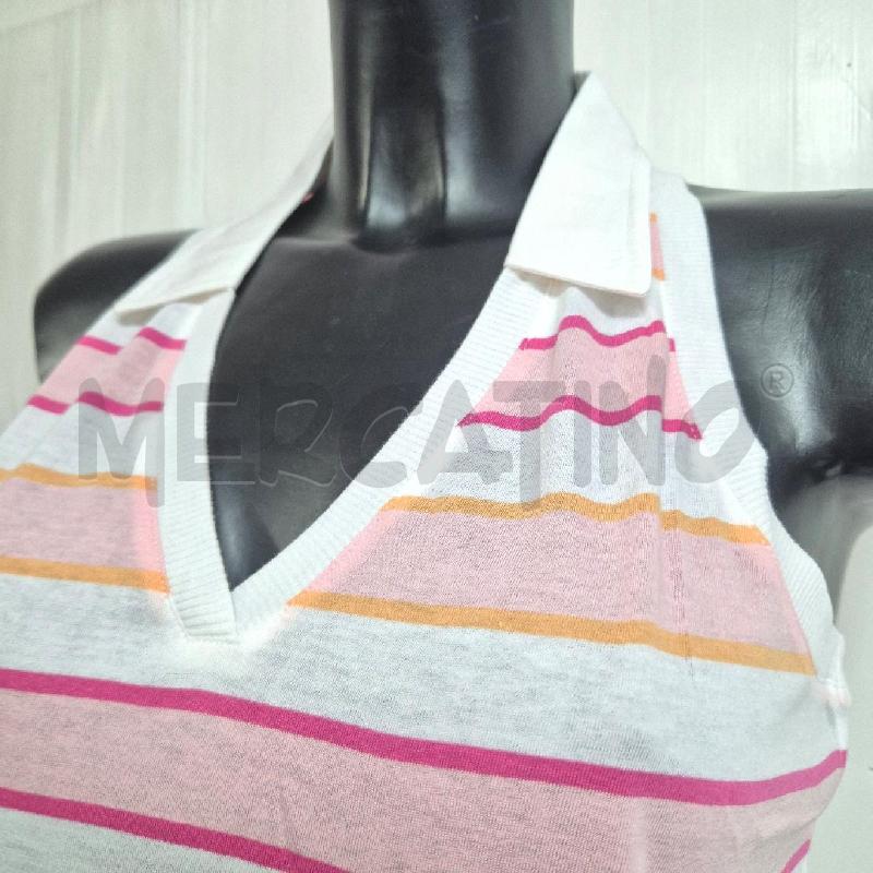 CANOTTA DONNA HERITAGE RIGHE BIANCHE ROSA FUCSIA | Mercatino dell'Usato Cervia 2