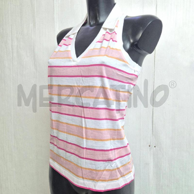 CANOTTA DONNA HERITAGE RIGHE BIANCHE ROSA FUCSIA | Mercatino dell'Usato Cervia 3