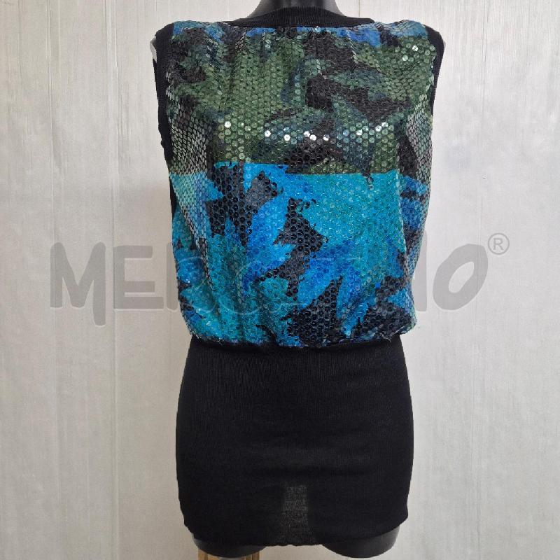 CANOTTA DONNA PIANOFORTE BY MAXMARA PAILLETTES VERDI NERE AZZURRE | Mercatino dell'Usato Cervia 1