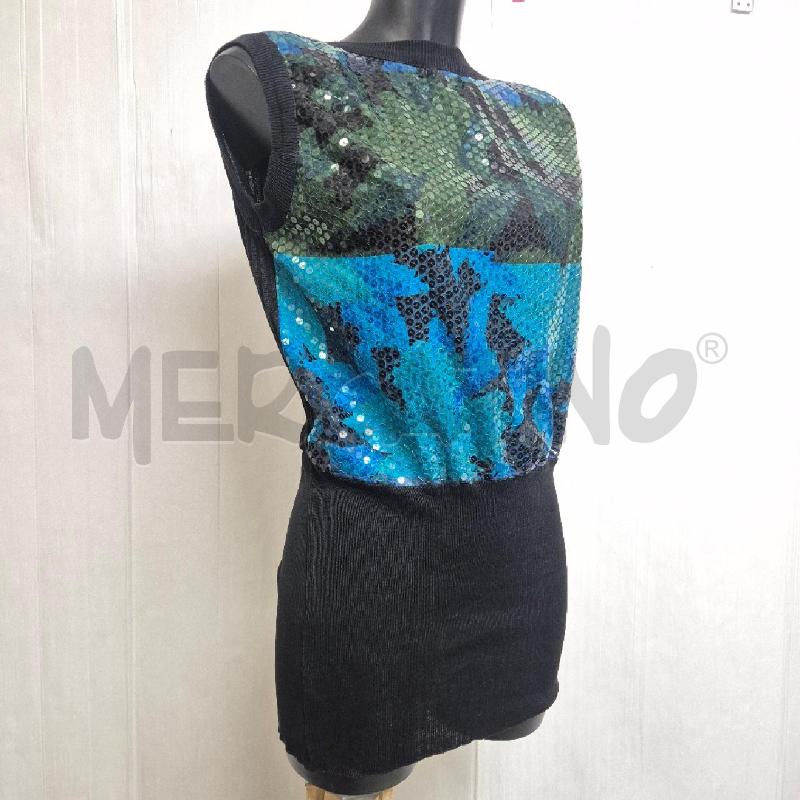 CANOTTA DONNA PIANOFORTE BY MAXMARA PAILLETTES VERDI NERE AZZURRE | Mercatino dell'Usato Cervia 3