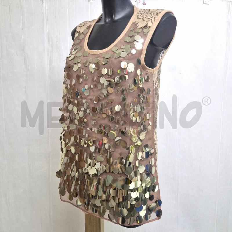 CANOTTA DONNA TWIN PAILLETTES DORATE SCHIENA PIZZO SABBIA | Mercatino dell'Usato Cervia 3