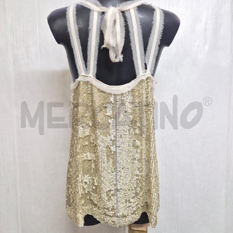CANOTTA DONNA TWIN SET BIANCA CON  PAILLETTES DORATE | Mercatino dell'Usato Cervia 4