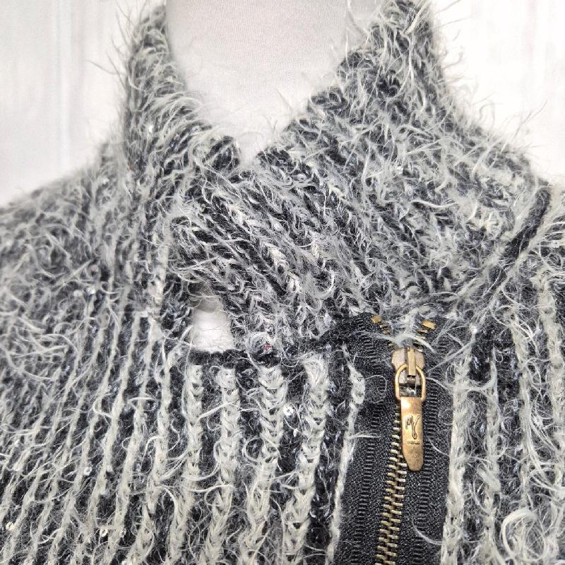 CAPPOTTO O CARDIGAN DONNA MANILA GRACE CON CERNIERA GRIGIO NERO PELOSO | Mercatino dell'Usato Cervia 2