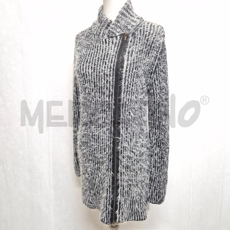 CAPPOTTO O CARDIGAN DONNA MANILA GRACE CON CERNIERA GRIGIO NERO PELOSO | Mercatino dell'Usato Cervia 4