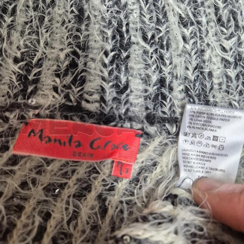 CAPPOTTO O CARDIGAN DONNA MANILA GRACE CON CERNIERA GRIGIO NERO PELOSO | Mercatino dell'Usato Cervia 5