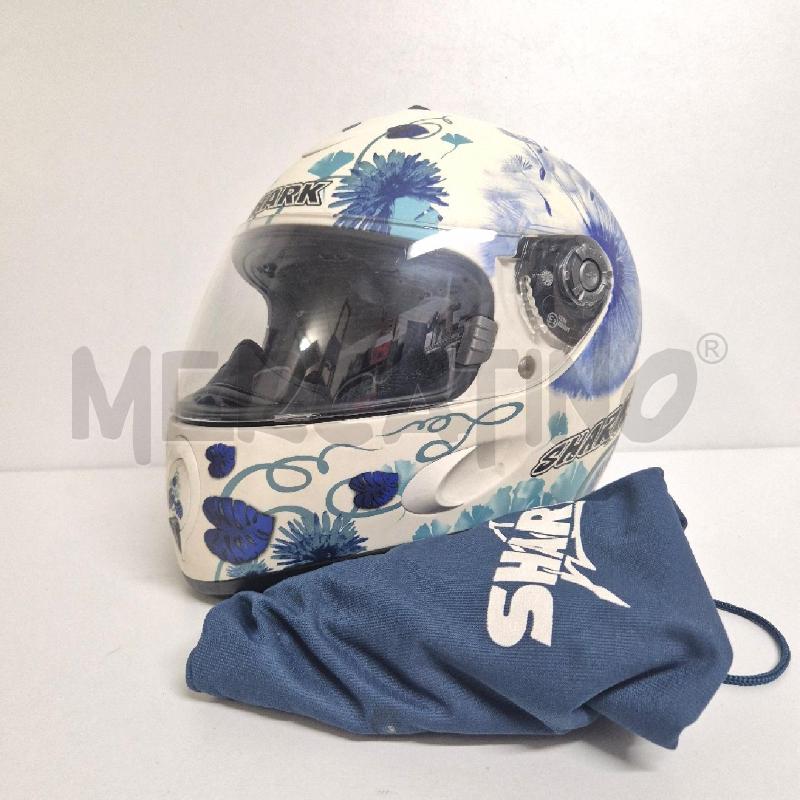 CASCO MOTO SHARK BIANCO FOGLIE BLU | Mercatino dell'Usato Cervia 1