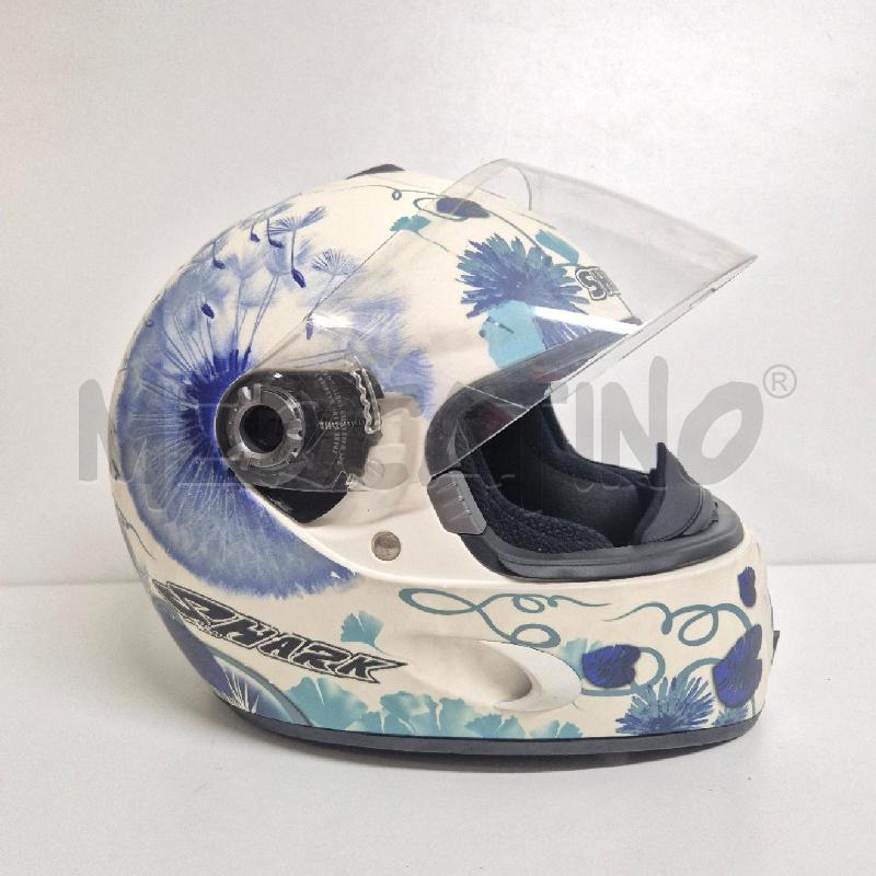 CASCO MOTO SHARK BIANCO FOGLIE BLU | Mercatino dell'Usato Cervia 3