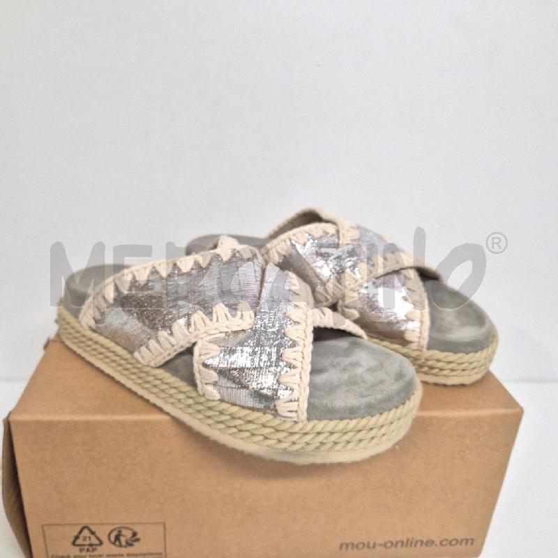 CIABATTE DONNA MOU BEIGE ARGENTATE | Mercatino dell'Usato Cervia 1