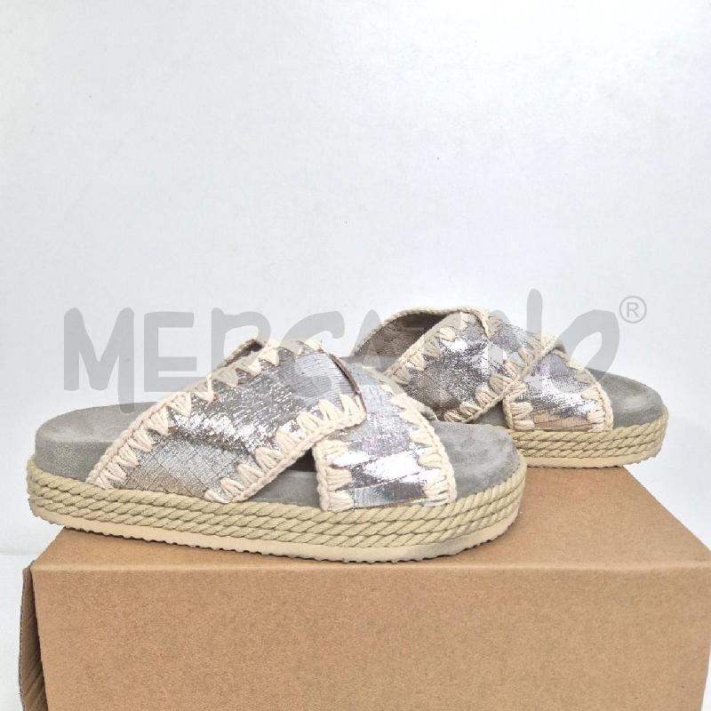 CIABATTE DONNA MOU BEIGE ARGENTATE | Mercatino dell'Usato Cervia 3