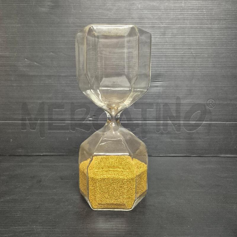 CLESSIDRA ESAGONALE VETRO PERLINE DORATE | Mercatino dell'Usato Cervia 5