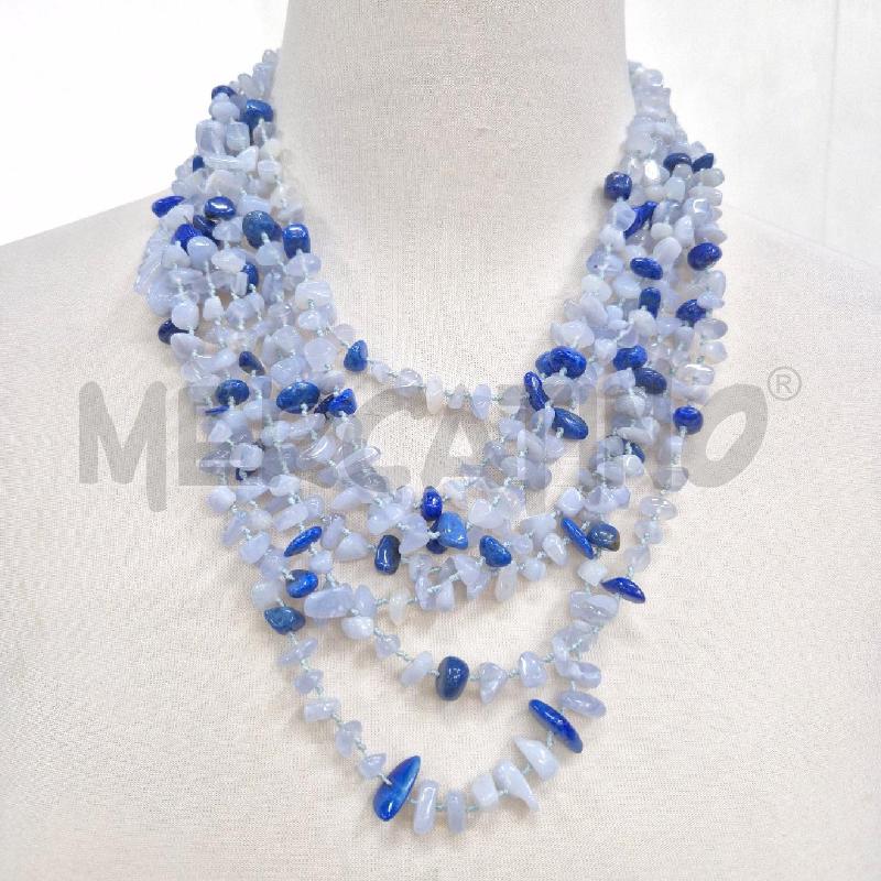 COLLANA 8 FILI LAPISLAZULI E CALCEDONIA | Mercatino dell'Usato Cervia 1