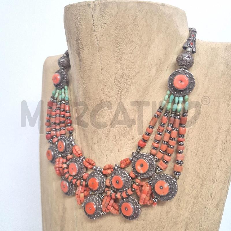COLLANA ETNICA CORALLI E SFERE DECORATE | Mercatino dell'Usato Cervia 4