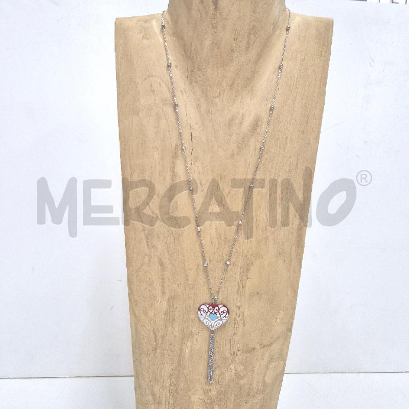 COLLANA MARLU CUORE BIANCO AZZURRO LUNGA | Mercatino dell'Usato Cervia 1