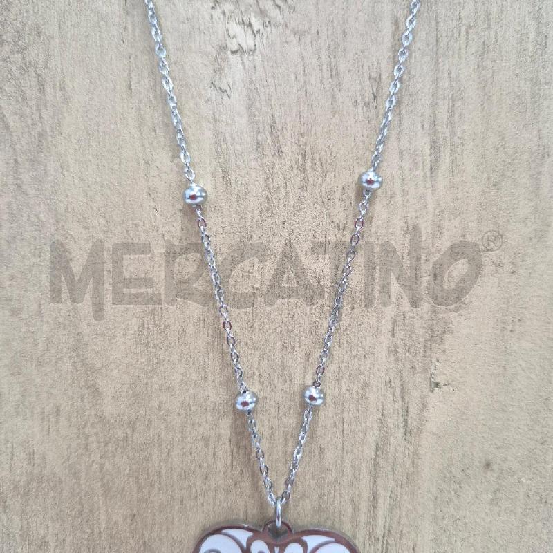 COLLANA MARLU CUORE BIANCO AZZURRO LUNGA | Mercatino dell'Usato Cervia 3
