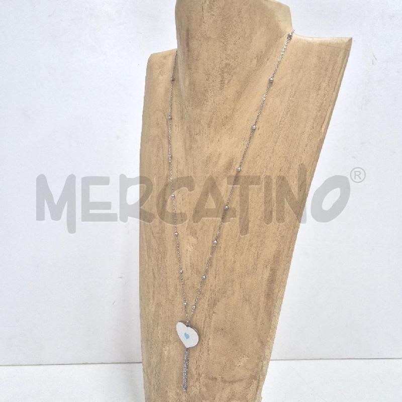 COLLANA MARLU CUORE BIANCO AZZURRO LUNGA | Mercatino dell'Usato Cervia 4