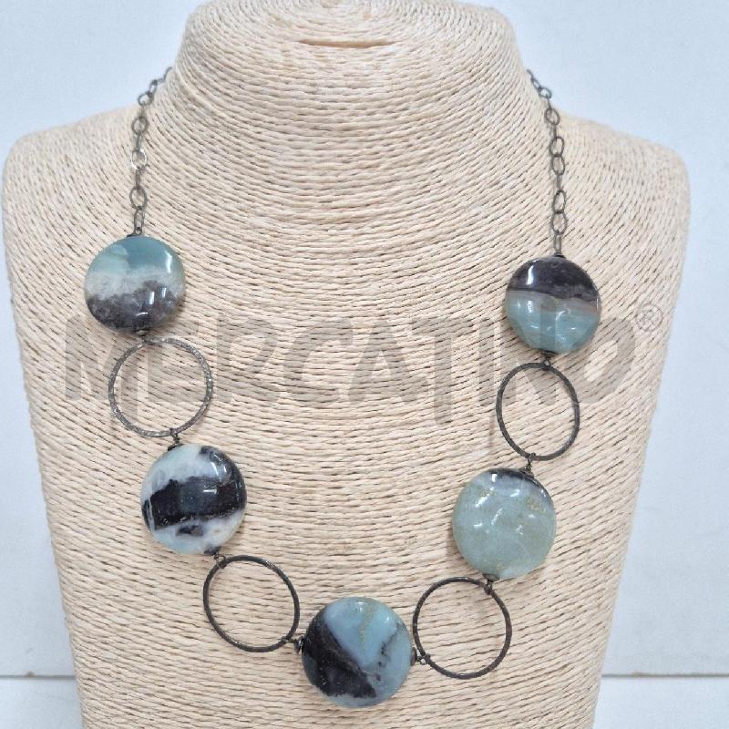 COLLANA PIETRA DURA AZZURRA SFUMATA +A | Mercatino dell'Usato Cervia 1