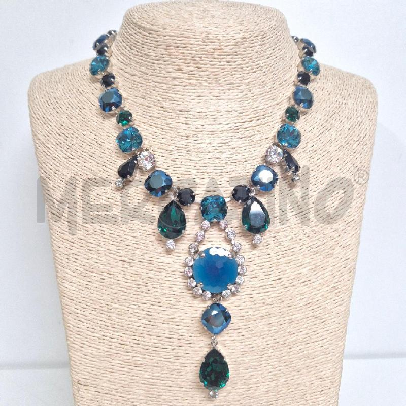 COLLANA REMINISCENCE STRASS BLU E VERDI MANCA STRASS | Mercatino dell'Usato Cervia 1